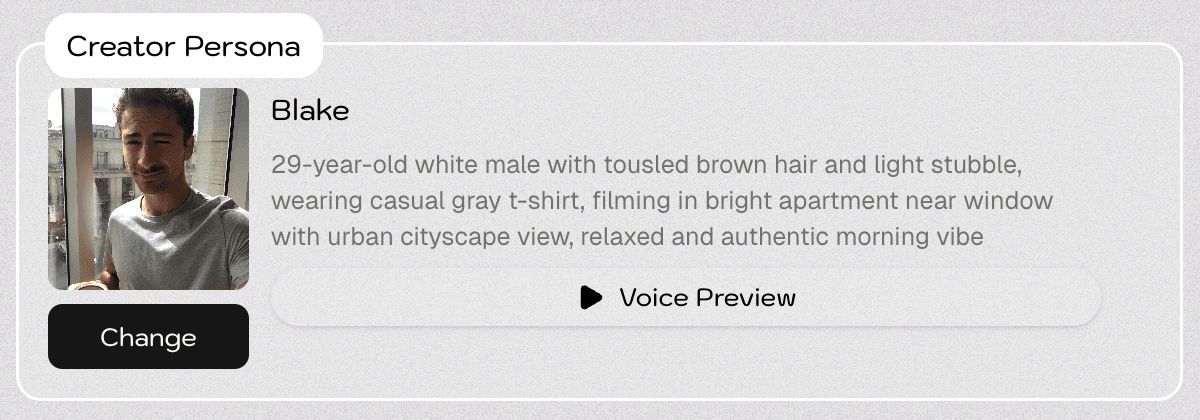 Creator persona selection interface